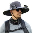 thumbnail image 1 of Holloyiver Solar Fan Hat Wide Brim Solar Fan Hat Outdoor Wide Brim Sun Hat with 2 Solar Fan Fishing Hat - Removable & USB Charging Fan, Dark Gray, 1 of 3