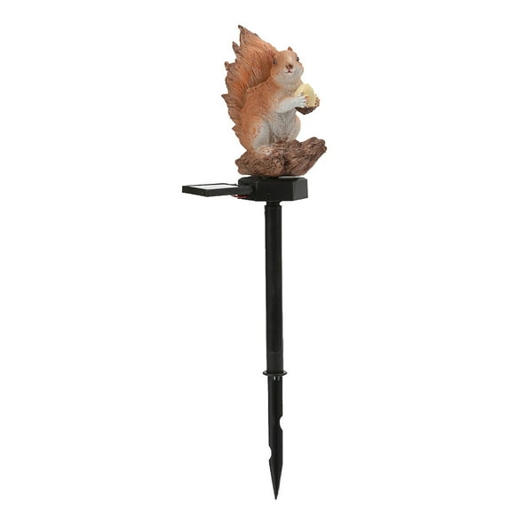 Summercome Squirrel Garden Decor Solar Lights Outdoor Stakes Decorative Statue Patio Yard Lawn Porch Housewarming Cute Animal Figurines Ornaments Pathway Resin Waterproof