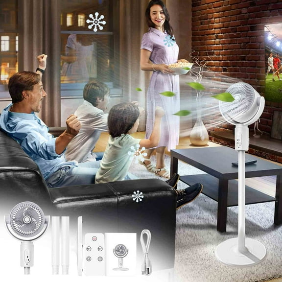 Summercome Standing Fan for Bedroom, 3 Heights Adjustable Pedestal Fan with Remote, 90° Oscillating Floor Fan, 5 Speeds & 5 Modes, Quiet Room Fan, 12H Timer, for Home, Office