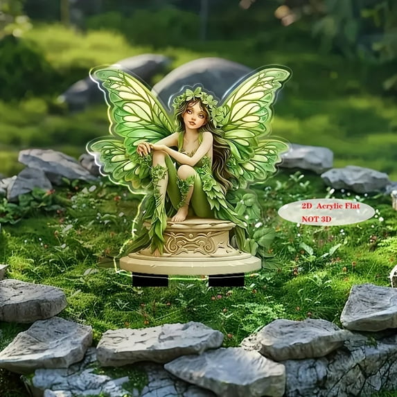 Summercome Bohemian Fairy Flower Pot Decoration, 2D Bohemian Fairy Flower Pot Decoration,Fairy Garden Accessories,Fairy Garden Figurines,for Pot Plants and Garden Yard Lawn Decor, N