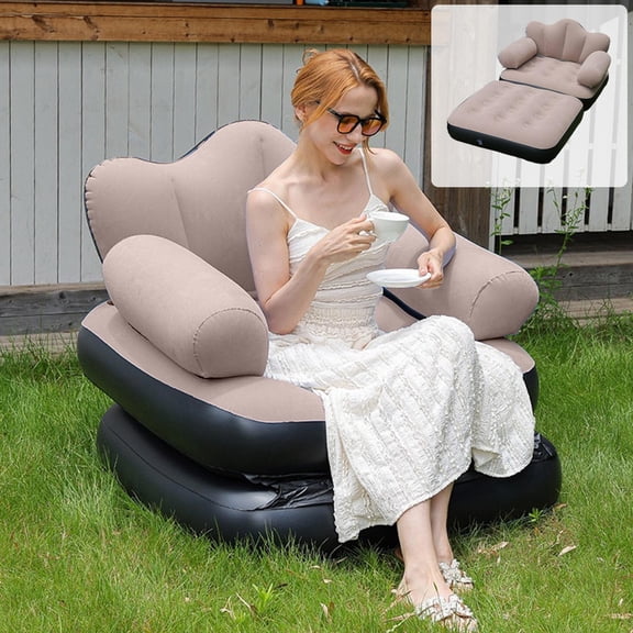 Summercome Twin Size Inflatable Sofa Bed and Sofa Sleeper, 2-in-1 Portable Blow-Up Air Couch, Inflatable Couch Bed and Folding Air Mattress for Home, Camping, and Guests
