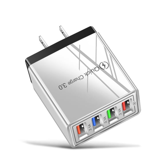 Summercome USB Charger 40W Quick Charge 3.0, 5V/3.1A 4 Port Fast Charging Block Wall Charger Plug Cube