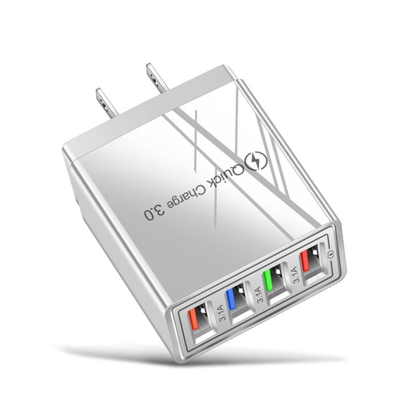 Summercome USB Charger 40W Quick Charge 3.0, 5V/3.1A 4 Port Fast Charging Block Wall Charger Plug Cube