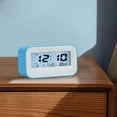 thumbnail image 1 of Summercome Upgraded Digital Alarm Clock, HD LED Display, Date Day Temperature Display, Portable Snooze Calendar Alarm Clock, Battery Powered Alarm Clocks Bedside for Everyone (Blue), 1 of 9
