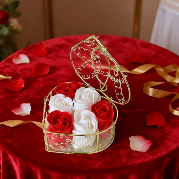 Summercome Valentine gift 6 PCS Soap Flowers Bath Rose Petals decorative rose shaped Floral Scented tub Plant Essential Oil Set, Best Gifts for Her Women Girls Mom Lover Birthday (Red)