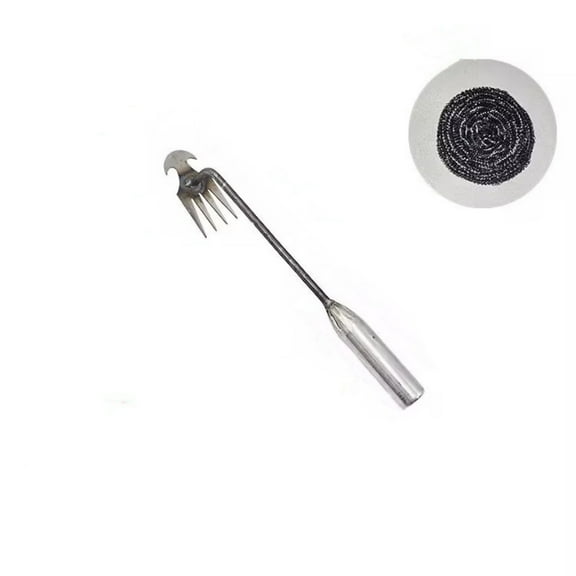 Summercome Weeding Artifact Uprooting Weeding Tool, Portable Weeding Tools Gardening, 4-Tooth Manganese Steel, Garden Manual Weeding Tool, Multifunctional Weeding Tool (12.9in，Metal Handle)