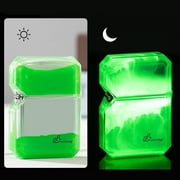 Summercome Windproof Lighter, Quicksand Luminous Refillable Lighters, Windproof Lighter with Luminous Transparent Oil bin, Luminous Lighter for Daily Use, Cool Gift for Man Woman (Green, Without Fuel)