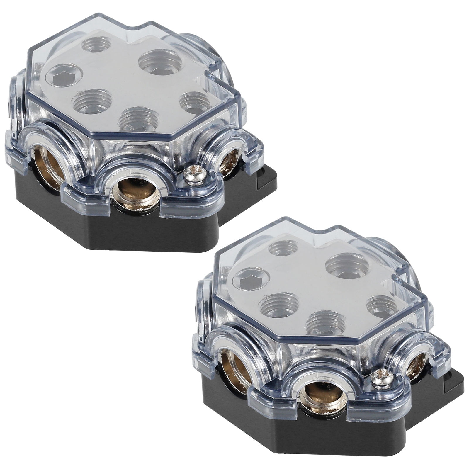 Summerkimy 2Pcs 1 in 5 Ways Out Way Power Distribution Block Zinc Alloy