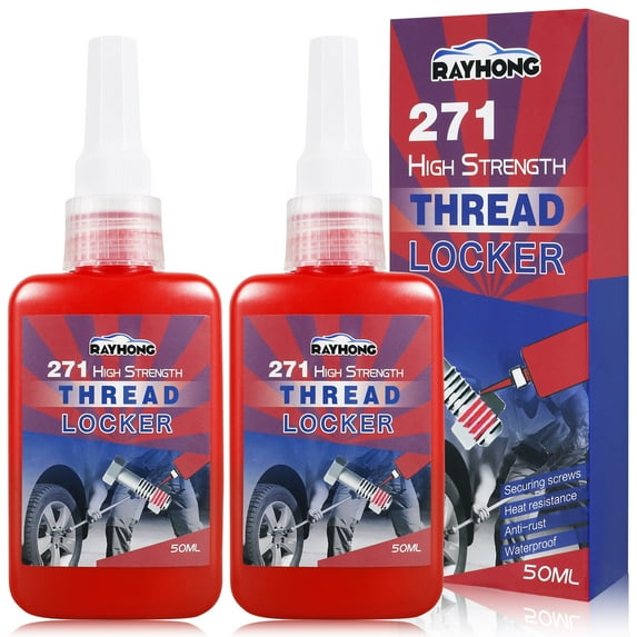 Summerkimy 2Pcs Thread Locker 50ml High Strength 271 Nuts Bolts Threadlocker Seal Fasteners and Metal Threadlocker Leak-Proof Lock Tight Thread Locker for Automotive Furniture