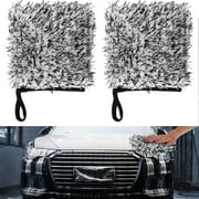 Summerkimy 2Pcs Wheel Mitt Microfibre Car Wash Glove Professional Scratch Free Cleaning Mitts Reusable Wheel Cleaning Gloves Easily Releases Contaminates for Cleaning Wheel 6x6inch