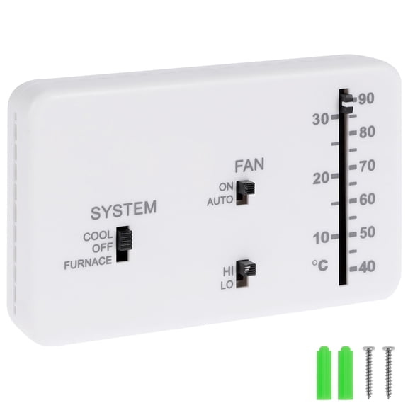 RV Thermostat Plastic RV Analog Thermostat Replacement Heat and Cool Camper Thermostat Kit with 2 Screws and 2 Rubber Particles for Heat Cool Camper RV