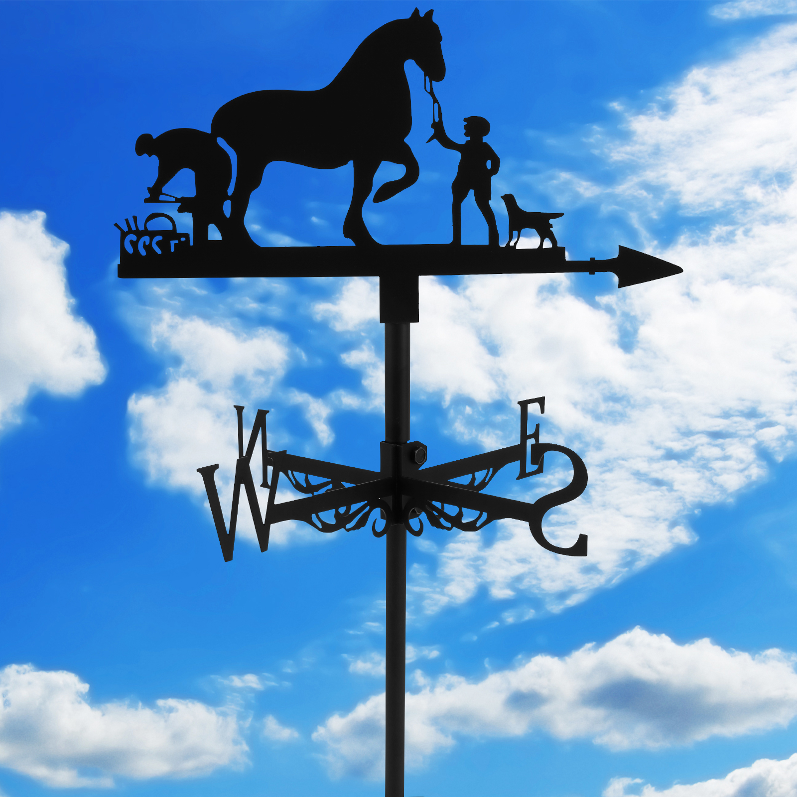Summerkimy Weather Vane Metal Horse Wind Direction Decorative Farmer
