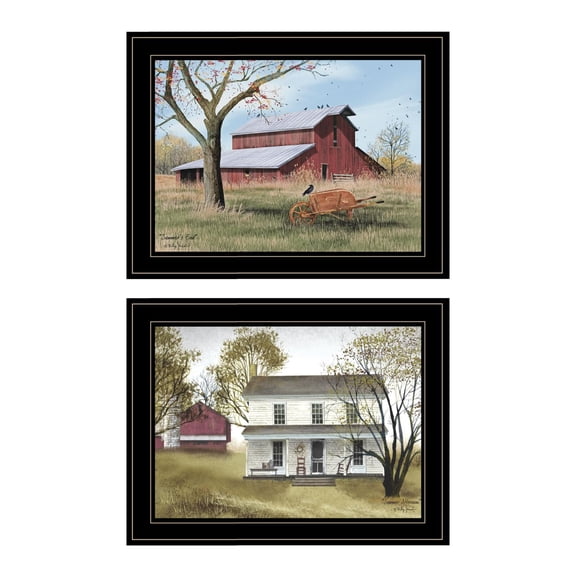 Trendy Decor4U "Summer's End" 2-Piece Vignette by Billy Jacobs, Black Frame