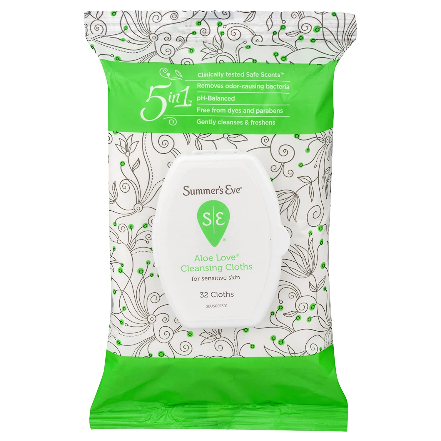Summers Eve Cleansing Cloths 32 Count Aloe Love,32 Count (Pack of 3)