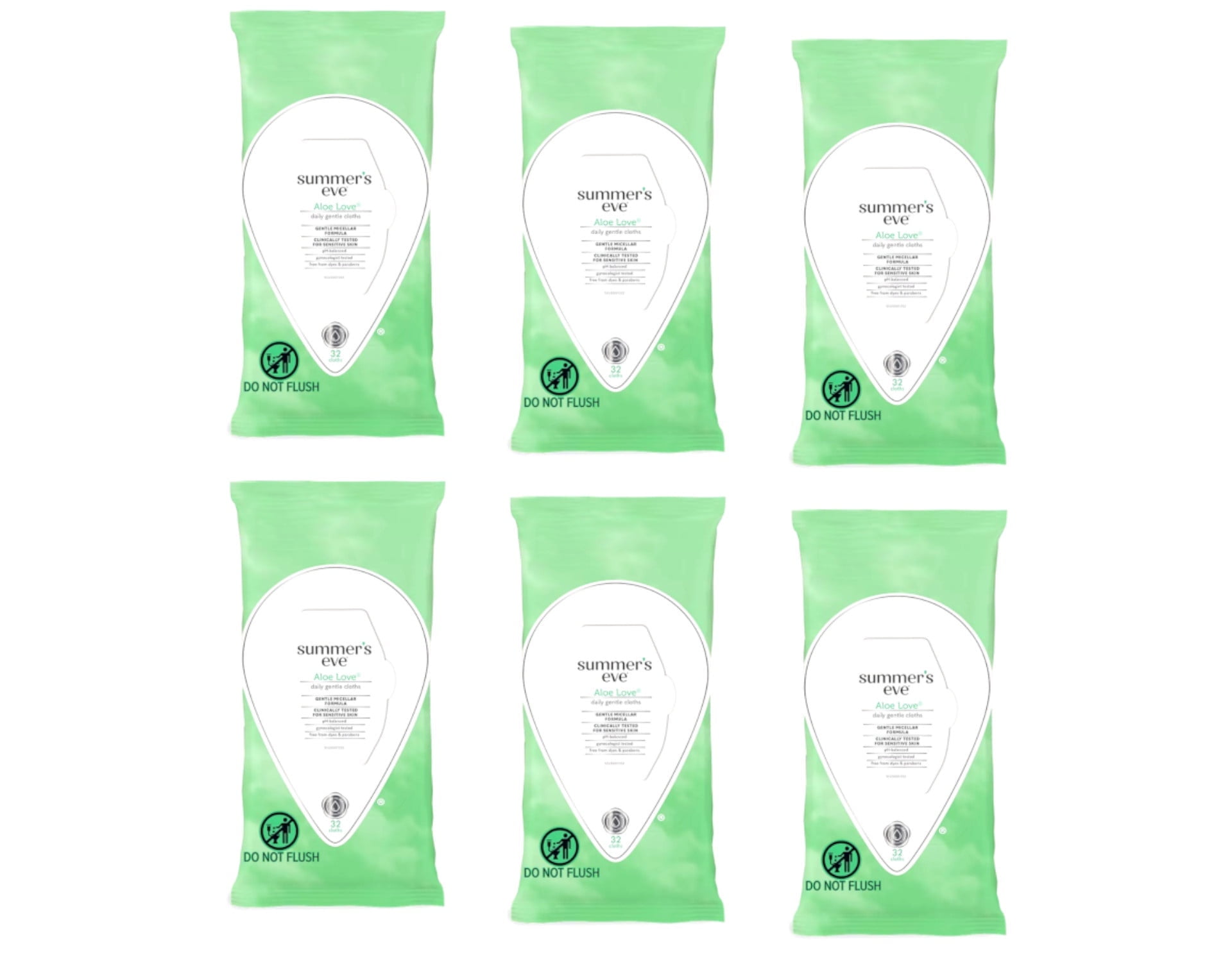 Summers Eve Cleansing Cloths 32 Count Aloe Love,32 Count (Pack of 6)