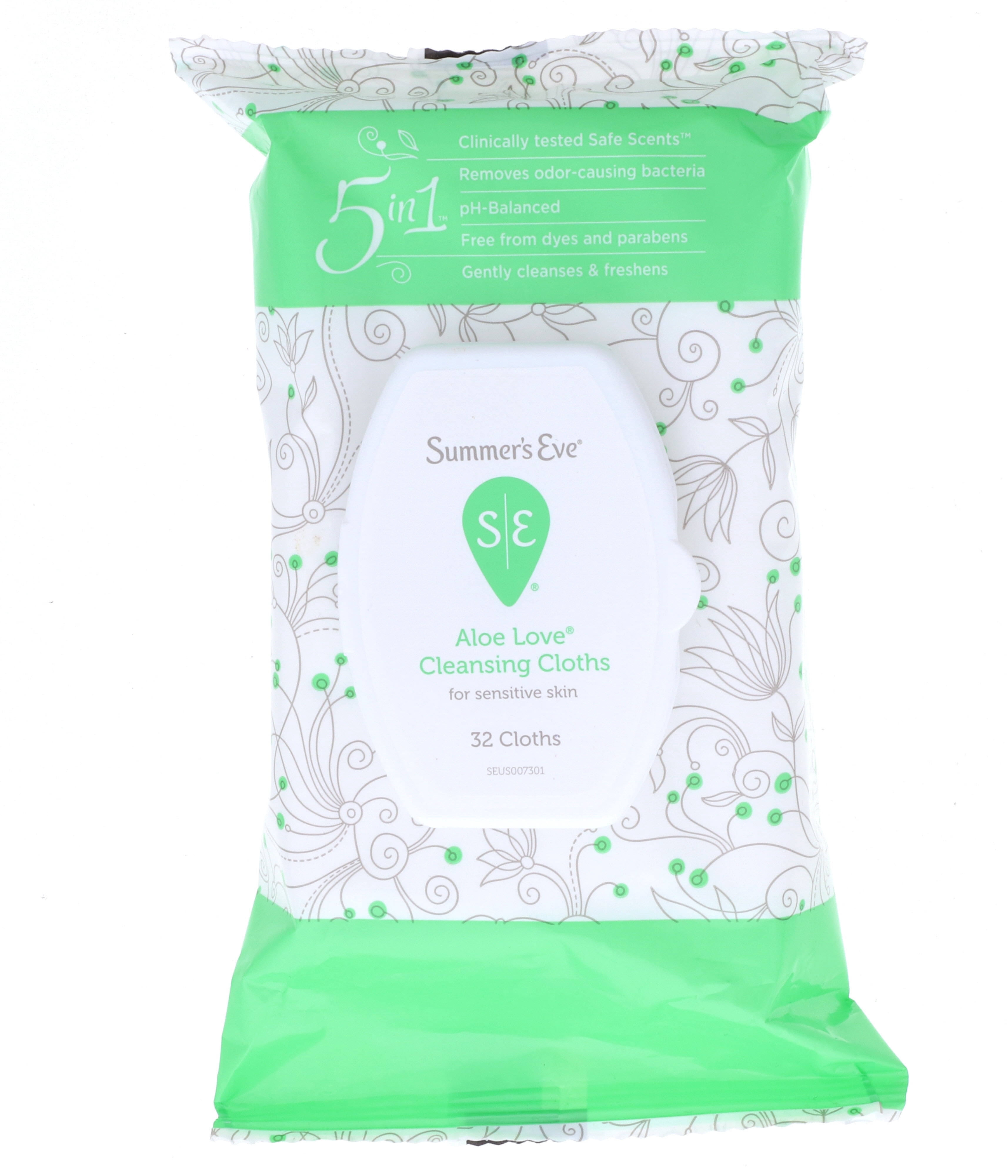 Summer's Eve Aloe Love Cleansing Cloths for Sensitive Skin, 32 Count 6 Pack