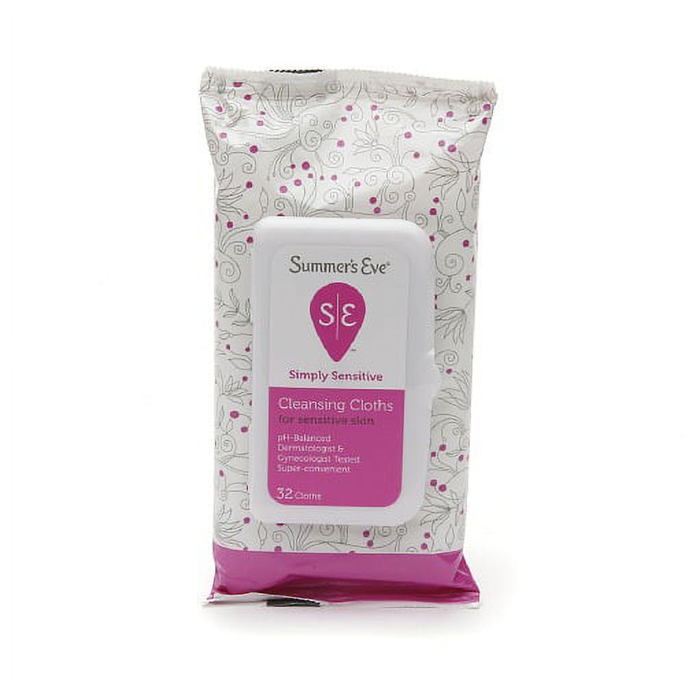 Summers Eve Cleansing Cloths for Sensitive Skin, Simply Sensitive, 32