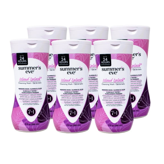 Summers Eve Cleansing Wash For Sensitive Skin, Island Splash - 9 Oz, 6 Pack