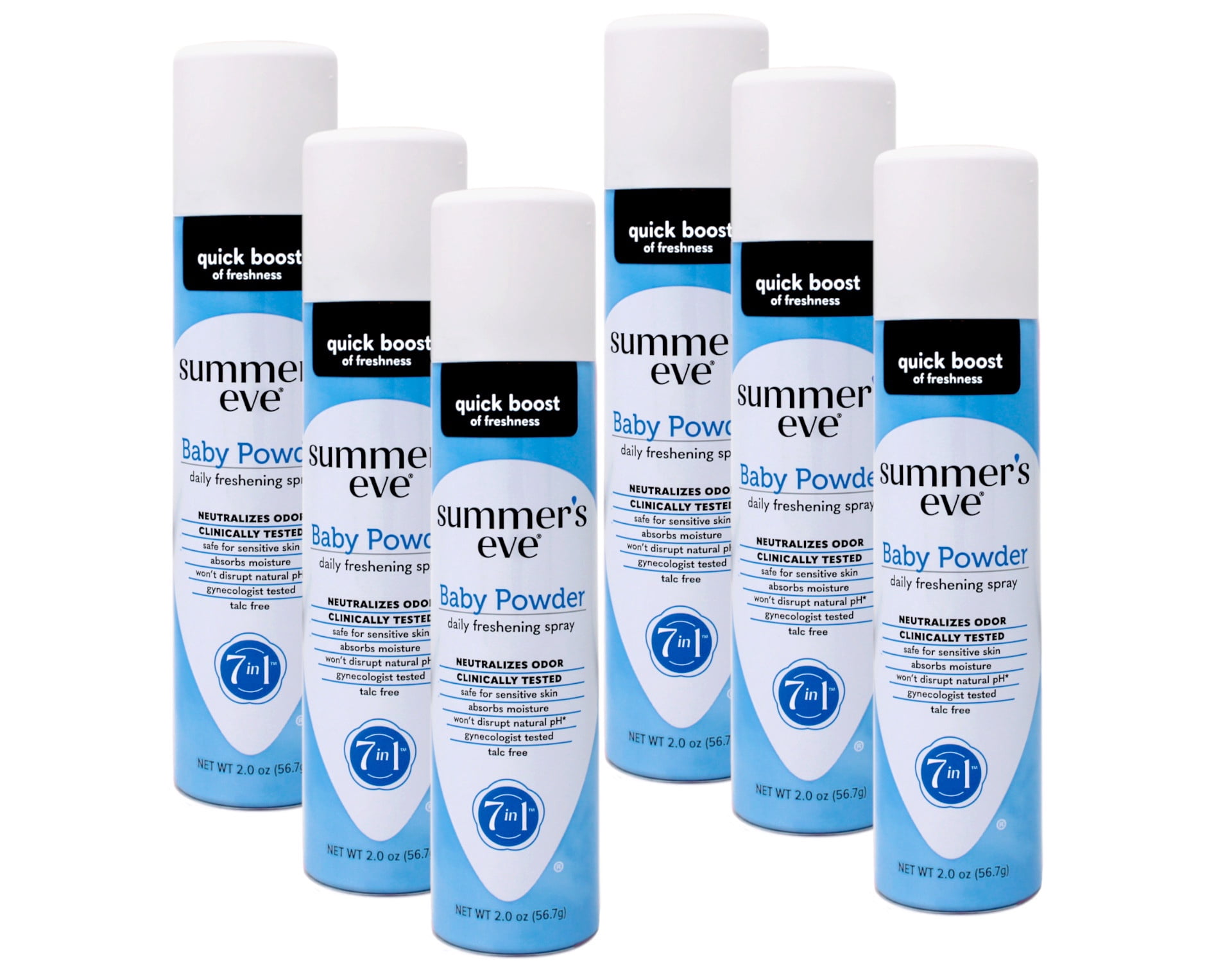 Summer's Eve Baby Powder Daily Gentle Feminine Spray, 2 oz - 6 Pack