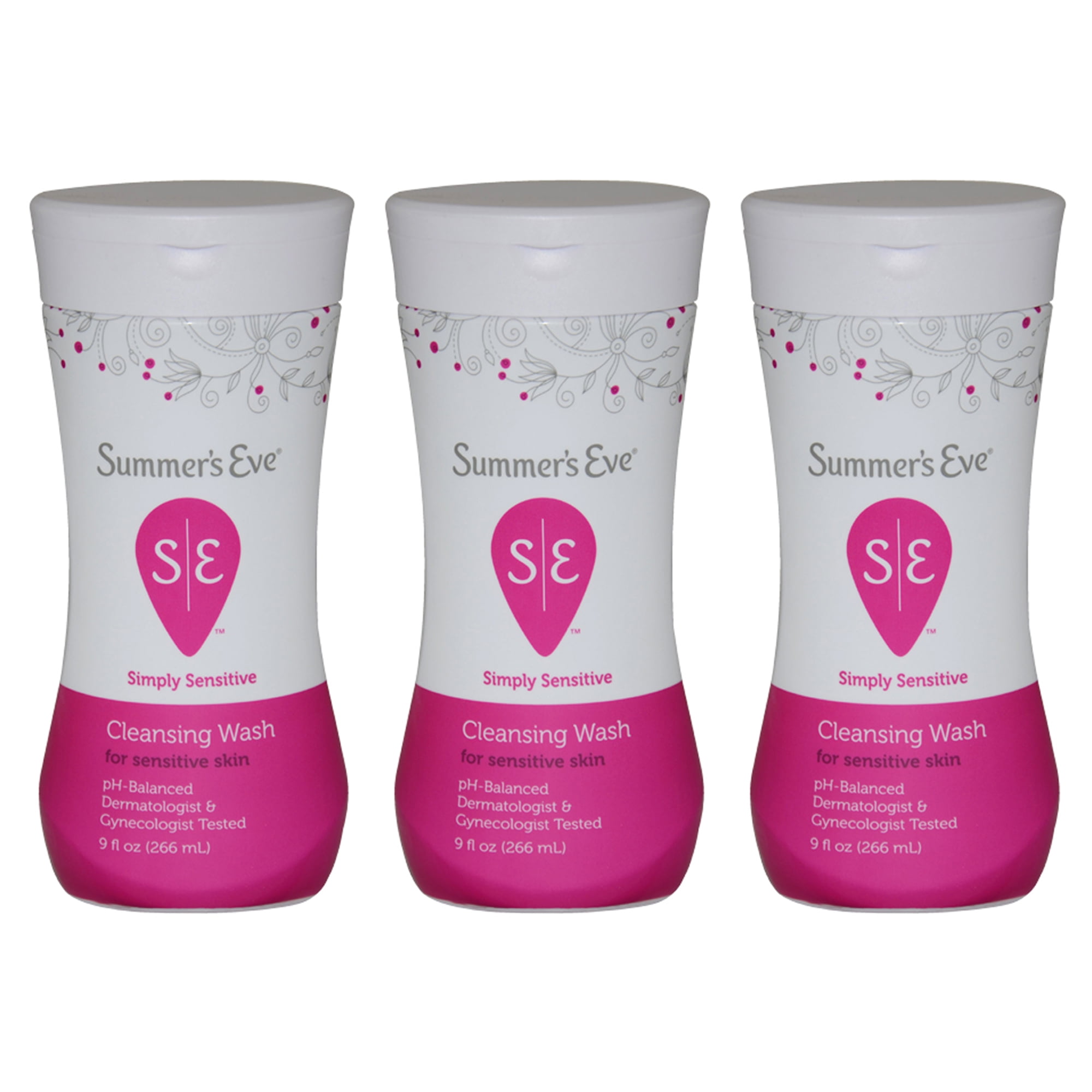 Summers Eve Feminine Wash for Sensitive Skin - Pack of 3 Cleanser, 9 oz
