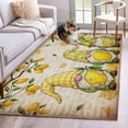 thumbnail image 1 of Summers Lemon Gnomes Washable Area Rugs 2.7'x5', Farm Yellow Fruit Green leaf Newspaper Low Pile Throw Living Room Rug Non-Slip Sturdy Edge Binding Carpet for Indoor Entryway Bedside Kitchen, 1 of 9