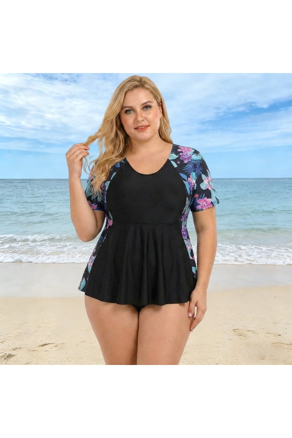 Summersalt swimsuits for women Floral Print Plus Size Swimsuit V Neck Tankini Swimsuit With Skirt For Beach High Waisted Bikini Bottoms Bikini Bottoms Women's Bikini Thong Bikini Bottoms Swimsuit Bot