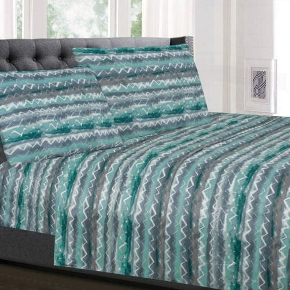 Summerset Zig Zag Printed 4-Piece 1500 Supreme Collection Sheet Set Cal King