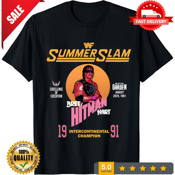 Summerslam 1991 Intercontinental Champion Bret Hart T-shirt, LIMITED EDITION-TH66986