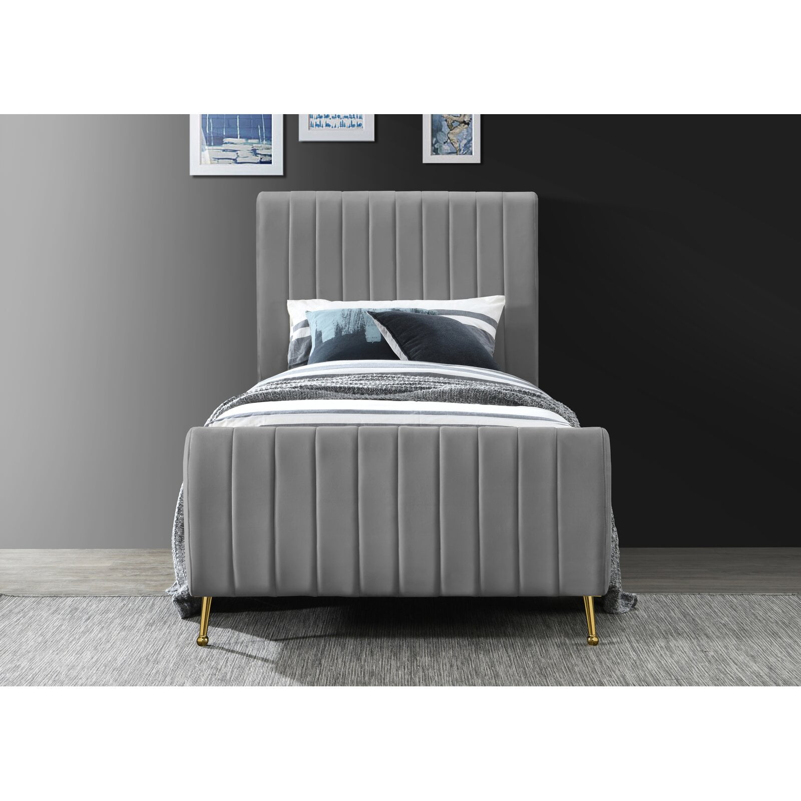 Summersville Tufted Upholstered Low Profile Platform Bed 49 H
