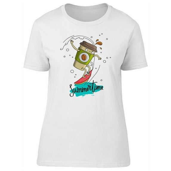 Summertime Cool Coffee Surfing T-Shirt Women -Image by Shutterstock, Female x-Large