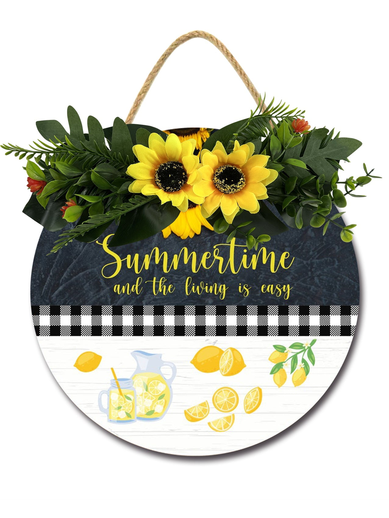 Summertime Sign Summertime Door Sign Home Decor Round Wood Wreaths Wall Hanging Sign ...