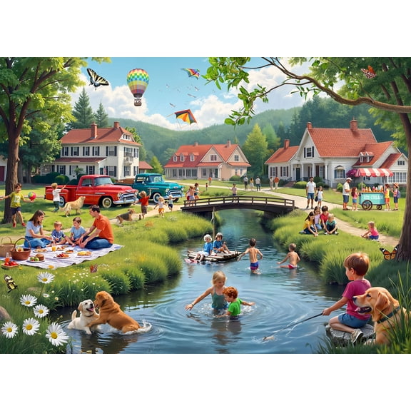 Summertime Memories 1000 Piece Jigsaw Puzzle - Nostalgic Puzzle for Adults & Families - Fully Interlocking Pieces - Stunning High Definition Color - Vintage Theme by VCC