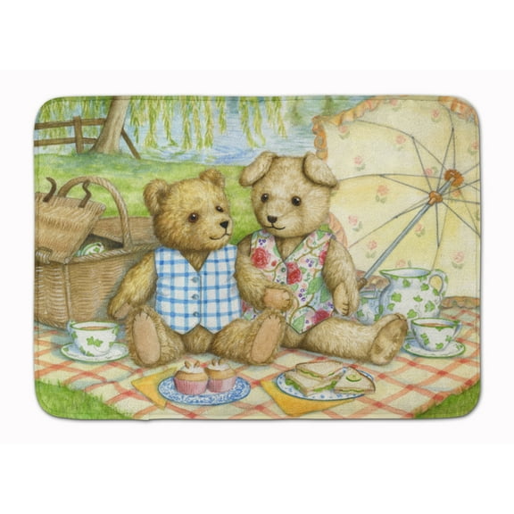 Summertime Teddy Bears Picnic Machine Washable Memory Foam Mat
