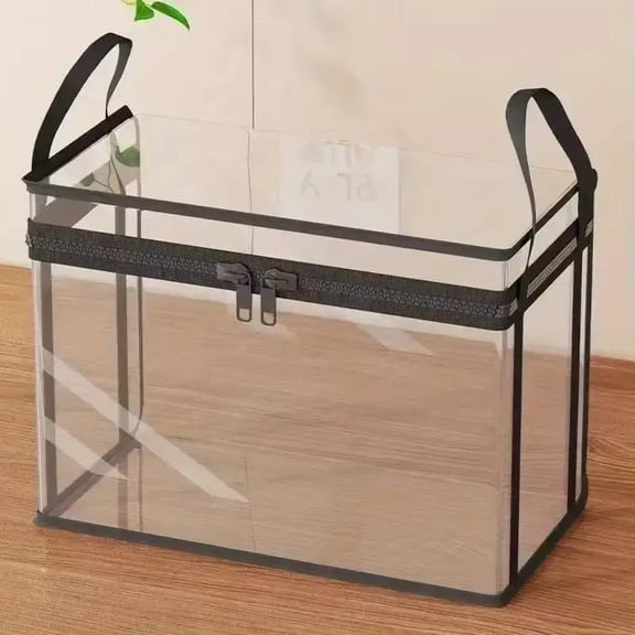 【Summervibes】Large Clear Thick Plastic Storage Box with Hinged Lid, Heavy-Duty Durable High Capacity Organizer, Perfect for Home, Camping, Travel, Attic and Moving
