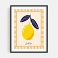 thumbnail image 1 of Summervibes - Limon - Illustration Lemon Fruit Kitchen Decor Botanical Modern Art Mediterranean Black Framed Wall Art Print 5 x 7 inches, 1 of 3