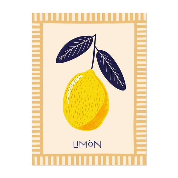Summervibes - Limon - Illustration Lemon Fruit Kitchen Decor Botanical Modern Art Mediterranean Unframed Wall Art Print 5 x 7 inches