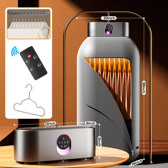 Summervibes  Portable Clothes Dryer 600W Hold 11-20 Items, with Timer & Remote Control, One Mini Hanger, Foldable Drying Bag, Small Compact Electric Fast Drying Machine for Laundry, Travel,