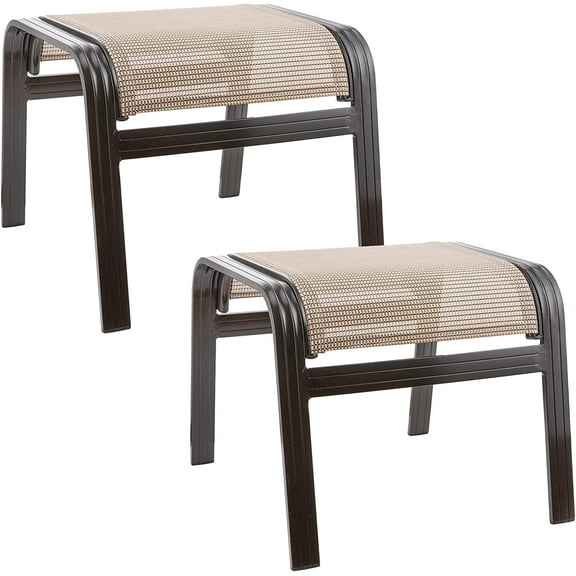 Summerville Outdoor Ottomans Textliene Patio Furniture Small Seating Furniture Aluminum Metal Footstools for Rest Set of 2