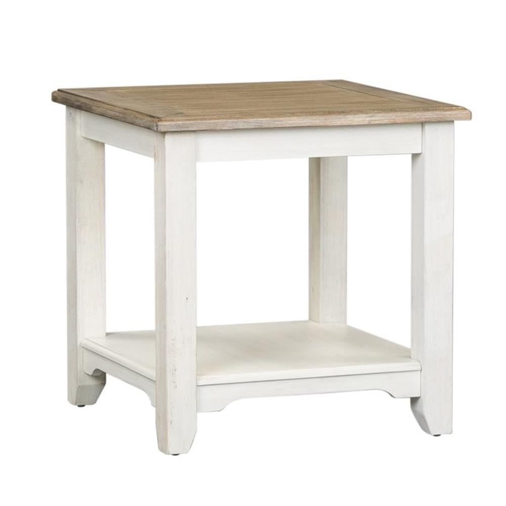 Summerville White and Gray Wood End Table with Shelf