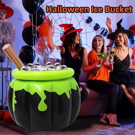 Summerween 1 Pack Witch Cauldron Inflatable Cooler Float, Floating Drink Cooler for Pool, Lake, River and Summer Pool Party