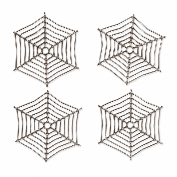 Summerween 4pk Spider Web Metal Coasters Set Of 4 With Spider Web Motif Dimensions 4 Inch Diameter For Halloween Themed Drink Table Protection