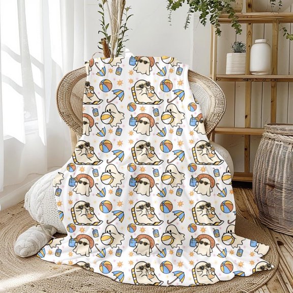Summerween Blanket Halloween Blanket Spooky Summer Party Beach Slasher Gift for Ghost Lover Halloween Gift Beach Ghost Summer Ween