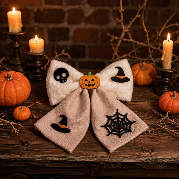Summerween Decor Fabric Gothic Decor, Bow Pumpkin Lantern Decoration Halloween Bows For Wreaths Decorations, Halloween Tree Topper Bow, For Fall Home Front Door Outdoor Wreath Wall Home Decor