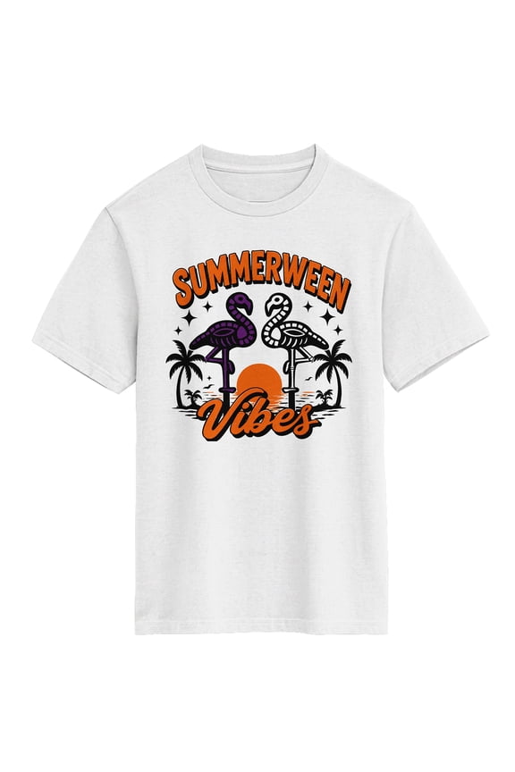 Summerween Flamingo Beach Kids Short Sleeve Tee-M (8)