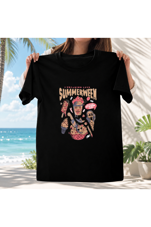 Summerween Funny Goth Horror Movies Halloween Gift Graphic Unisex T-ShirtPlus Size S–5XL Available