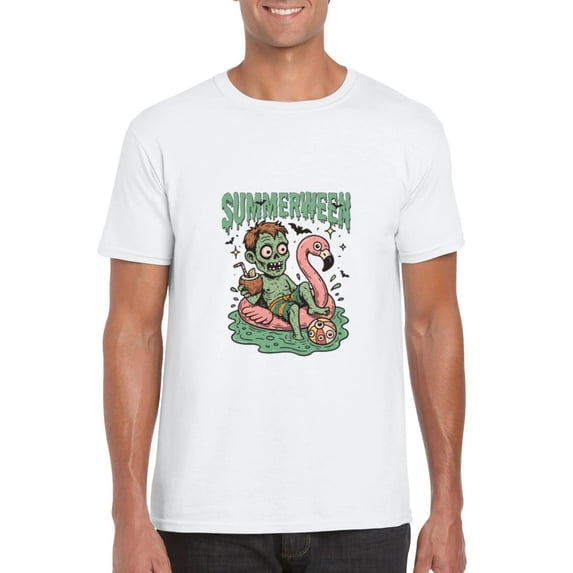 Summerween Funny Zombie Pool Float Halloween Beach Unisex T-Shirt