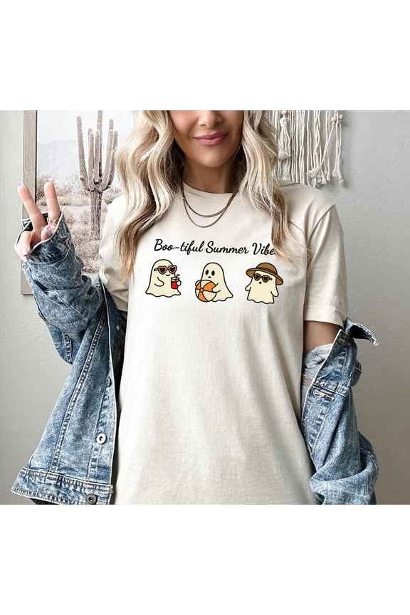 Summerween Ghost T-Shirt: Kawaii Pastel Goth Beach Tee