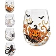 thumbnail image 1 of Summerween Glass Cups, 3D Raised Pumpkin Stemless Tumbler, Spooky Season Iced Coffee Mug, Autumn Harvest Dinner Table Decor, Novelty Holiday Gift, Classic Orange Pumpkin, 1-Pack, 1 of 5