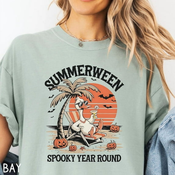 Summerween Goose Shirt, Funny Summer Goose Beach Shirt, Summer Vibes Halloween Shirt, Spooky Summer Halloween Lover Gift