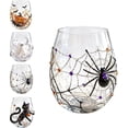 thumbnail image 1 of Summerween Gothic Glassware Cup, 3D Textured Spider Web Stemless Tumbler, Novelty Holiday Mocktail Glass, Dark Academia Style Home Coffee Bar Decor, Unique Gift, Glitter Spiderweb, 1-Piece, 1 of 5